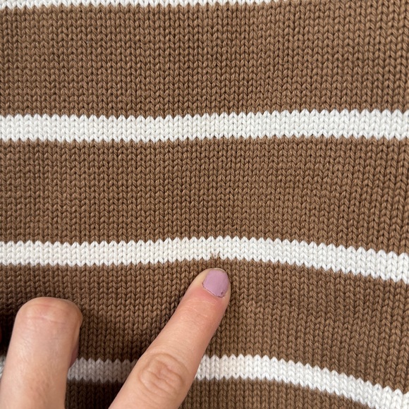 GAP Knit Sweater Striped Oversized Tan and White size Large - Picture 3 of 9